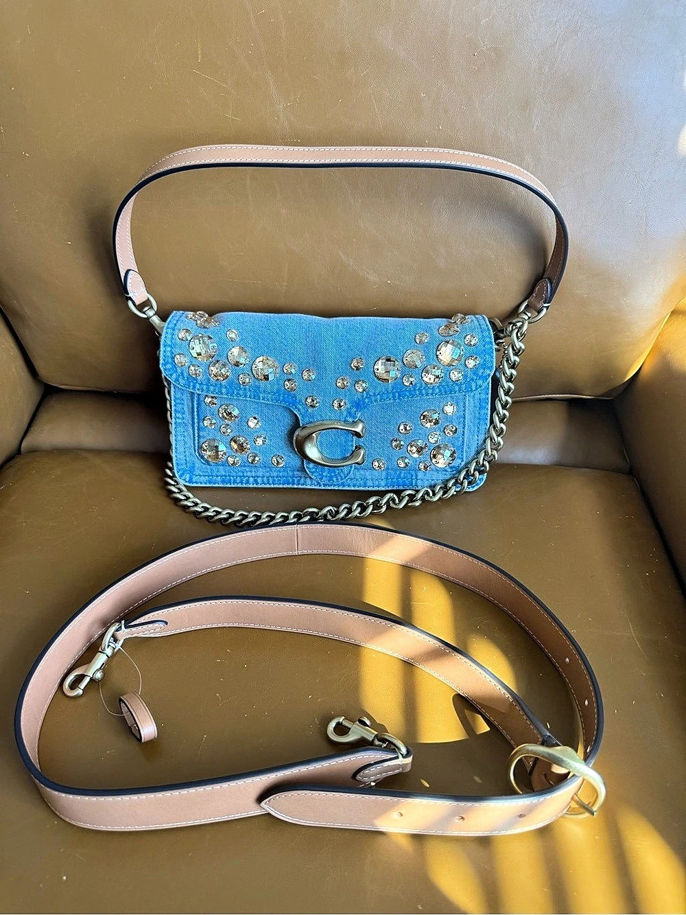 Coach denim crystal Tabby